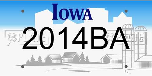 2014BA Iowa License Plate
