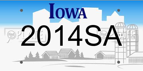 2014SA Iowa License Plate