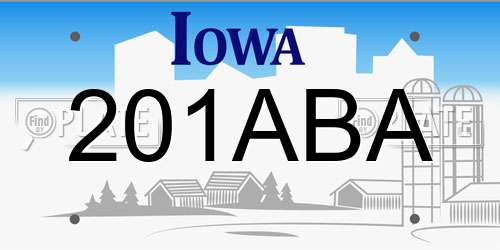 201ABA Iowa License Plate