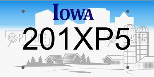 201XP5 Iowa License Plate