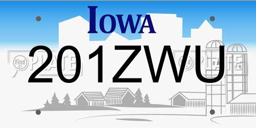 201ZWU Iowa License Plate