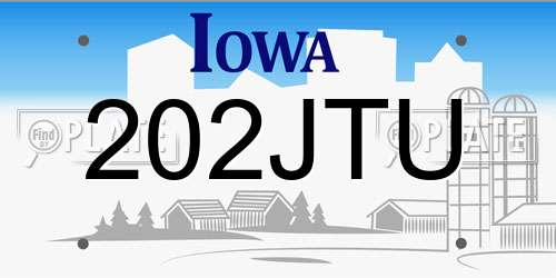 202JTU Iowa License Plate