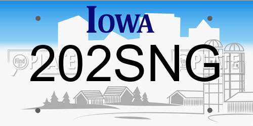 202SNG Iowa License Plate