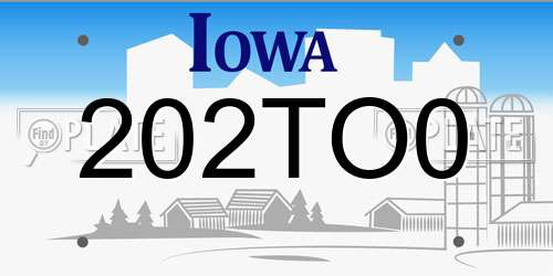 202TO0 Iowa License Plate