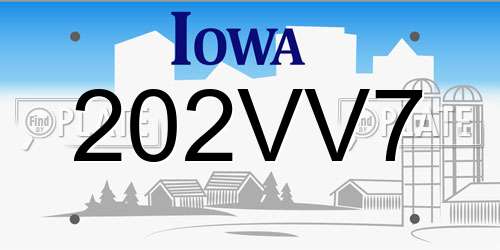202VV7 Iowa License Plate