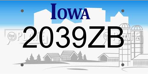 2039ZB Iowa License Plate