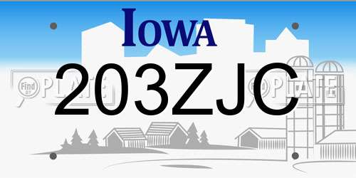 203ZJC Iowa License Plate