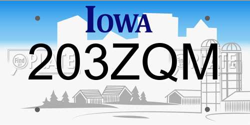 203ZQM Iowa License Plate
