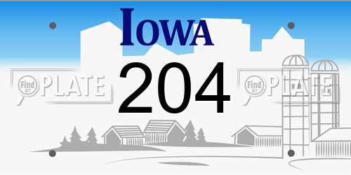 204 Iowa License Plate