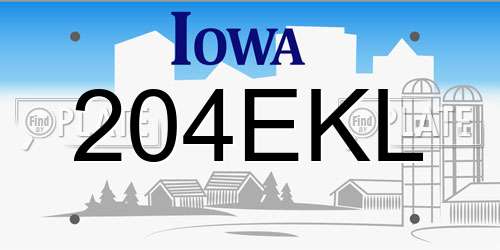 204EKL Iowa License Plate
