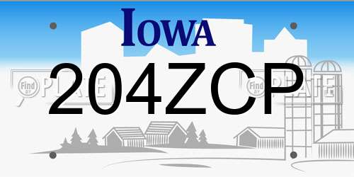 204ZCP Iowa License Plate