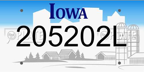 205202L Iowa License Plate