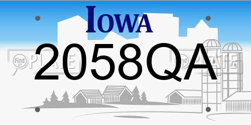 2058QA Iowa License Plate