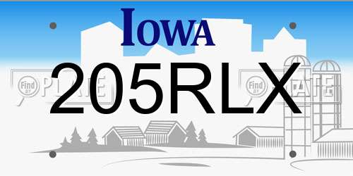 205RLX Iowa License Plate