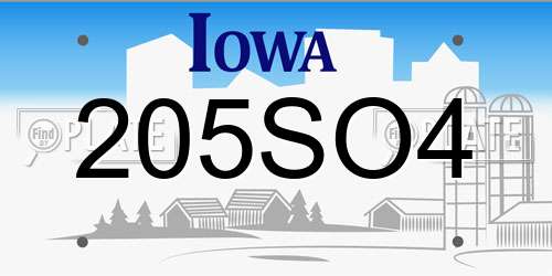 205SO4 Iowa License Plate