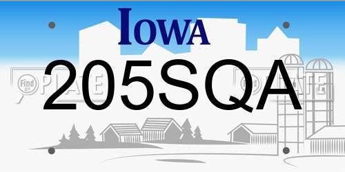 205SQA Iowa License Plate
