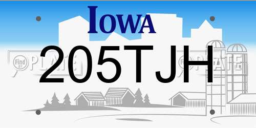 205TJH Iowa License Plate