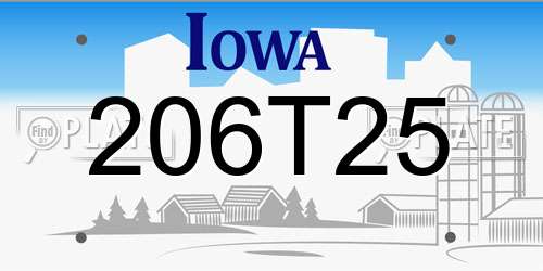 206T25 Iowa License Plate