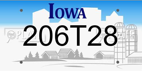 206T28 Iowa License Plate