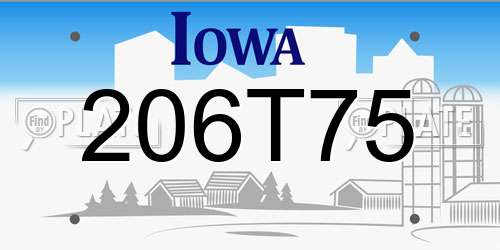 206T75 Iowa License Plate