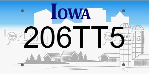 206TT5 Iowa License Plate