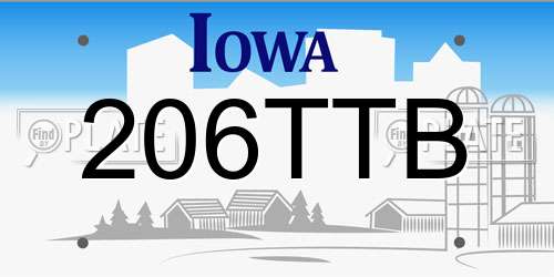 206TTB Iowa License Plate