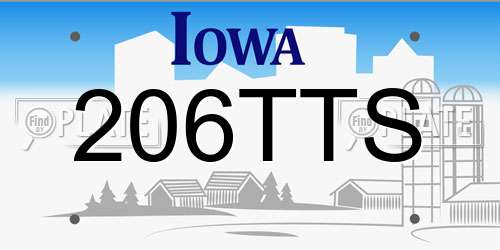 206TTS Iowa License Plate