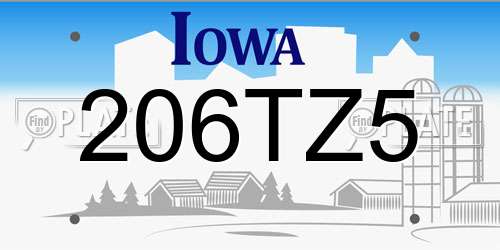 206TZ5 Iowa License Plate