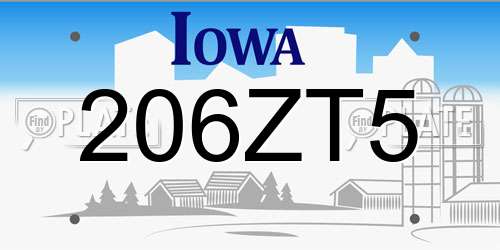 206ZT5 Iowa License Plate
