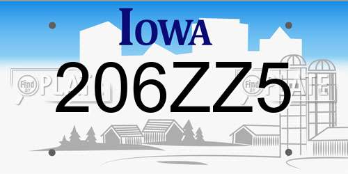 206ZZ5 Iowa License Plate