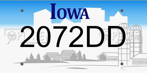 2072DD Iowa License Plate