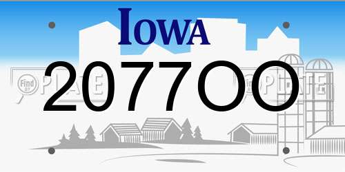 2077OO Iowa License Plate
