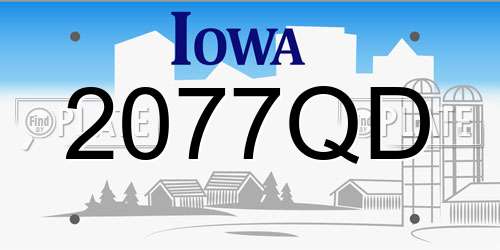 2077QD Iowa License Plate
