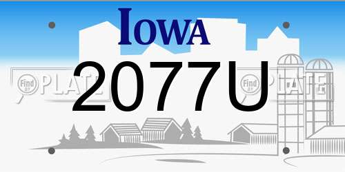 2077U Iowa License Plate