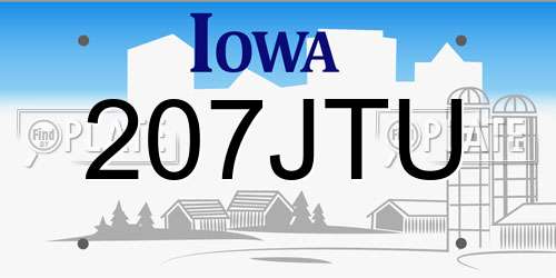 207JTU Iowa License Plate