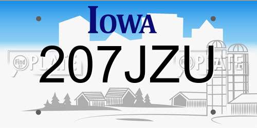 207JZU Iowa License Plate