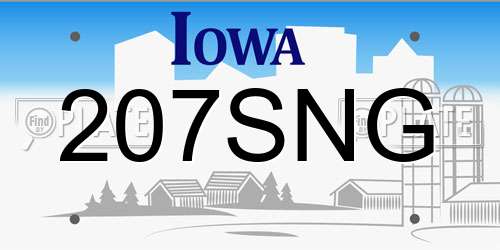 207SNG Iowa License Plate