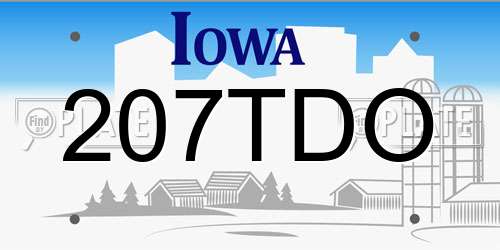 207TDO Iowa License Plate