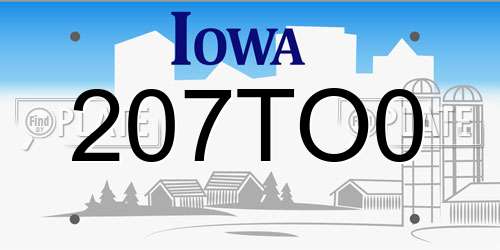 207TO0 Iowa License Plate