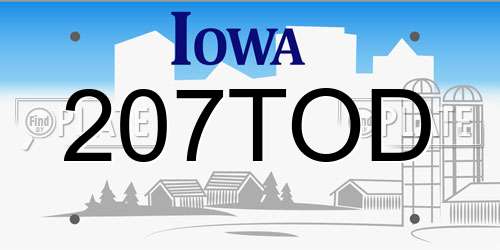 207TOD Iowa License Plate