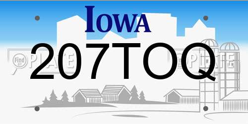 207TOQ Iowa License Plate