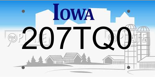 207TQ0 Iowa License Plate
