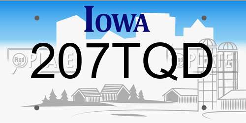 207TQD Iowa License Plate
