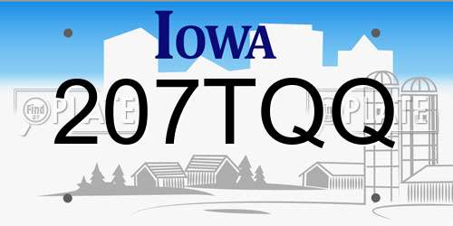 207TQQ Iowa License Plate