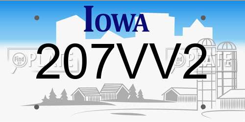 207VV2 Iowa License Plate