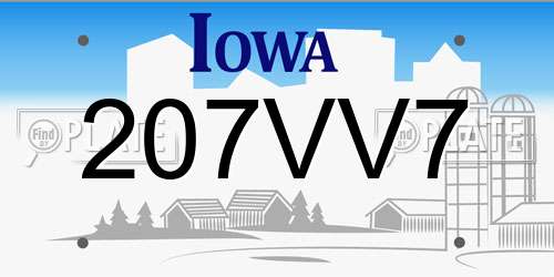 207VV7 Iowa License Plate