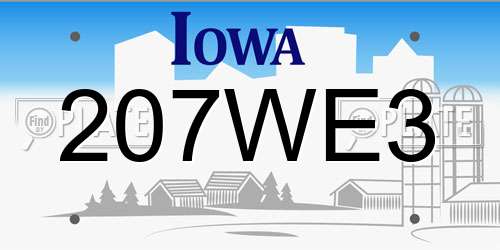 207WE3 Iowa License Plate