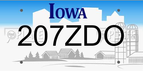 207ZDO Iowa License Plate