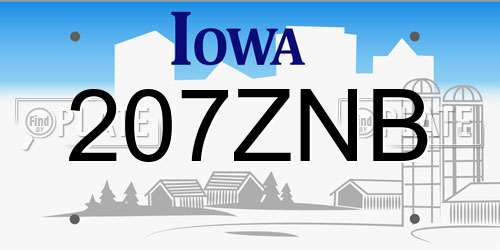 207ZNB Iowa License Plate