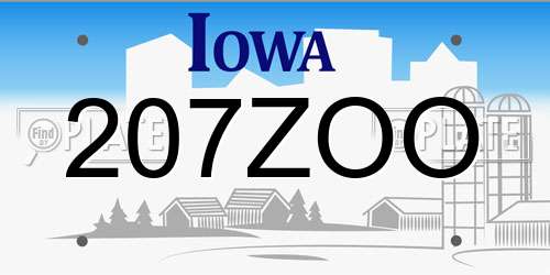 207ZOO Iowa License Plate